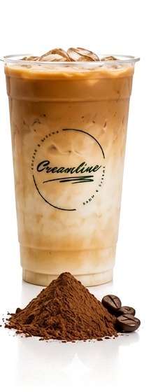 Iced Latte Macchiato im Creamline-Becher mit Kaffee und Kakao