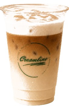 Iced Cappuccino im Creamline-Becher mit Milchschaum