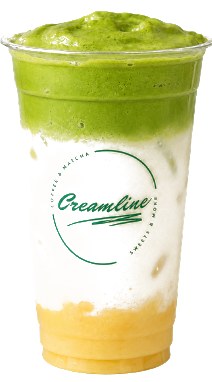 Banana Iced Matcha Foam im Creamline-Becher