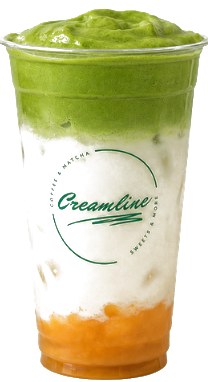 Mango Iced Matcha Foam im Creamline-Becher