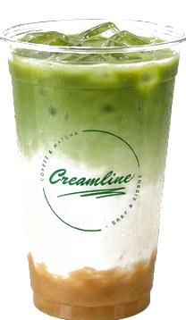 Iced Banana Matcha im Creamline-Becher mit Bananenpüree